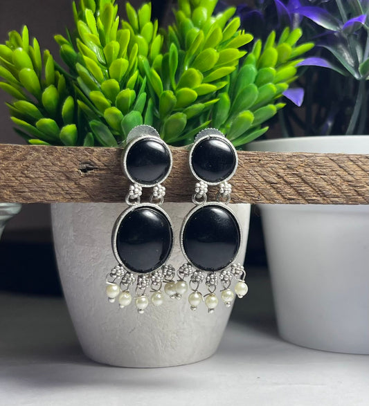 Ethnic Round Stone Danglers