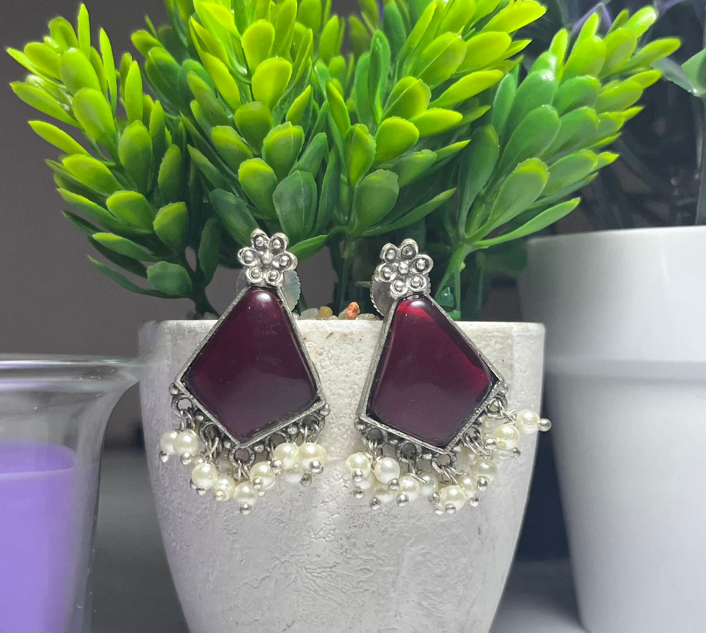 Siiyavi Triangle Stone Studs