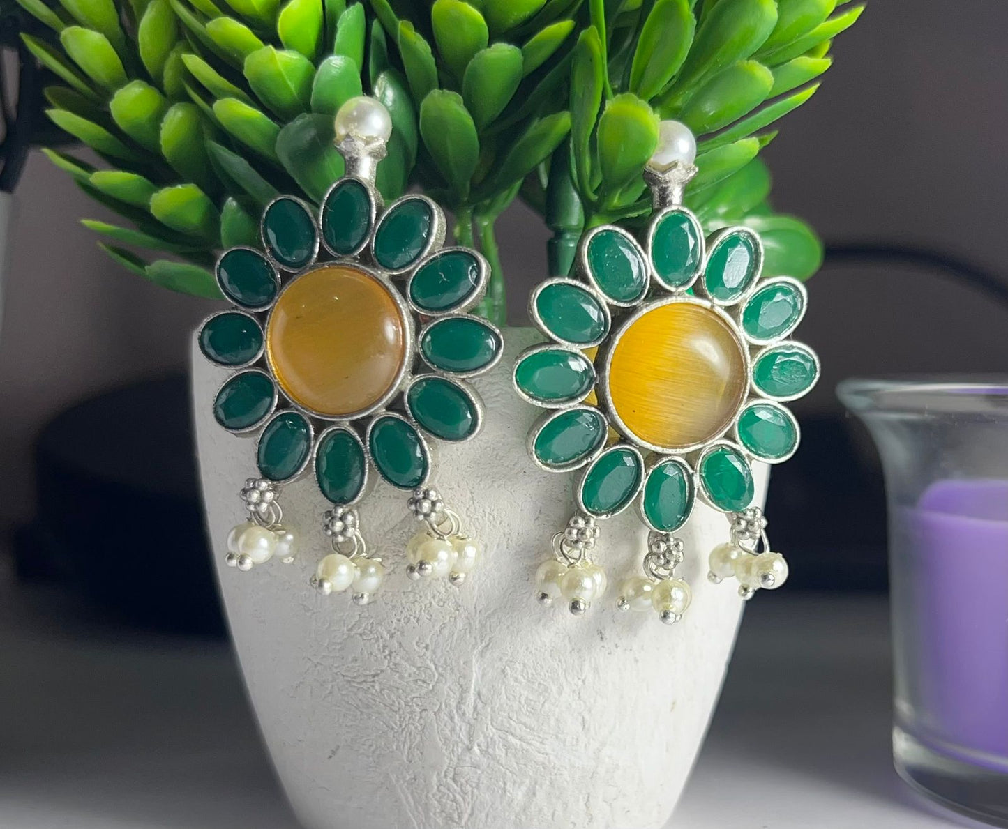 Silver Plated Floral Studs