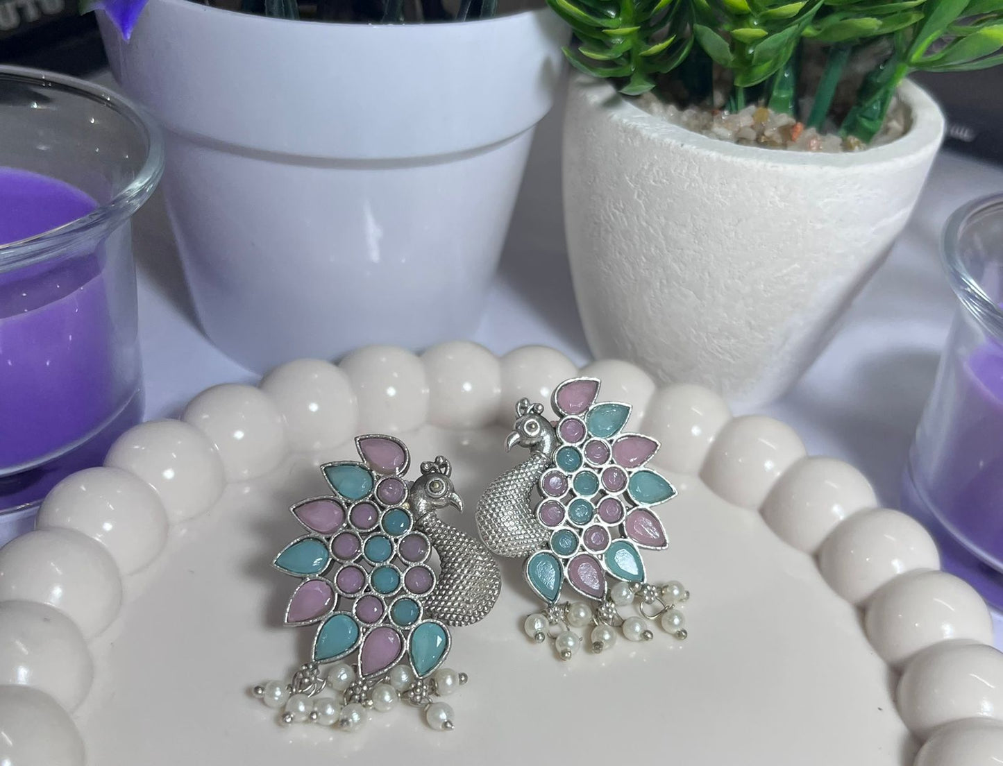 Peacock Stone Studs